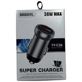 شارژر فندکی دو پورت 5V/2.4A همراه کابل شارژر تایپ سی مدل اروجینال c2 کوتاه - مشکی کپی