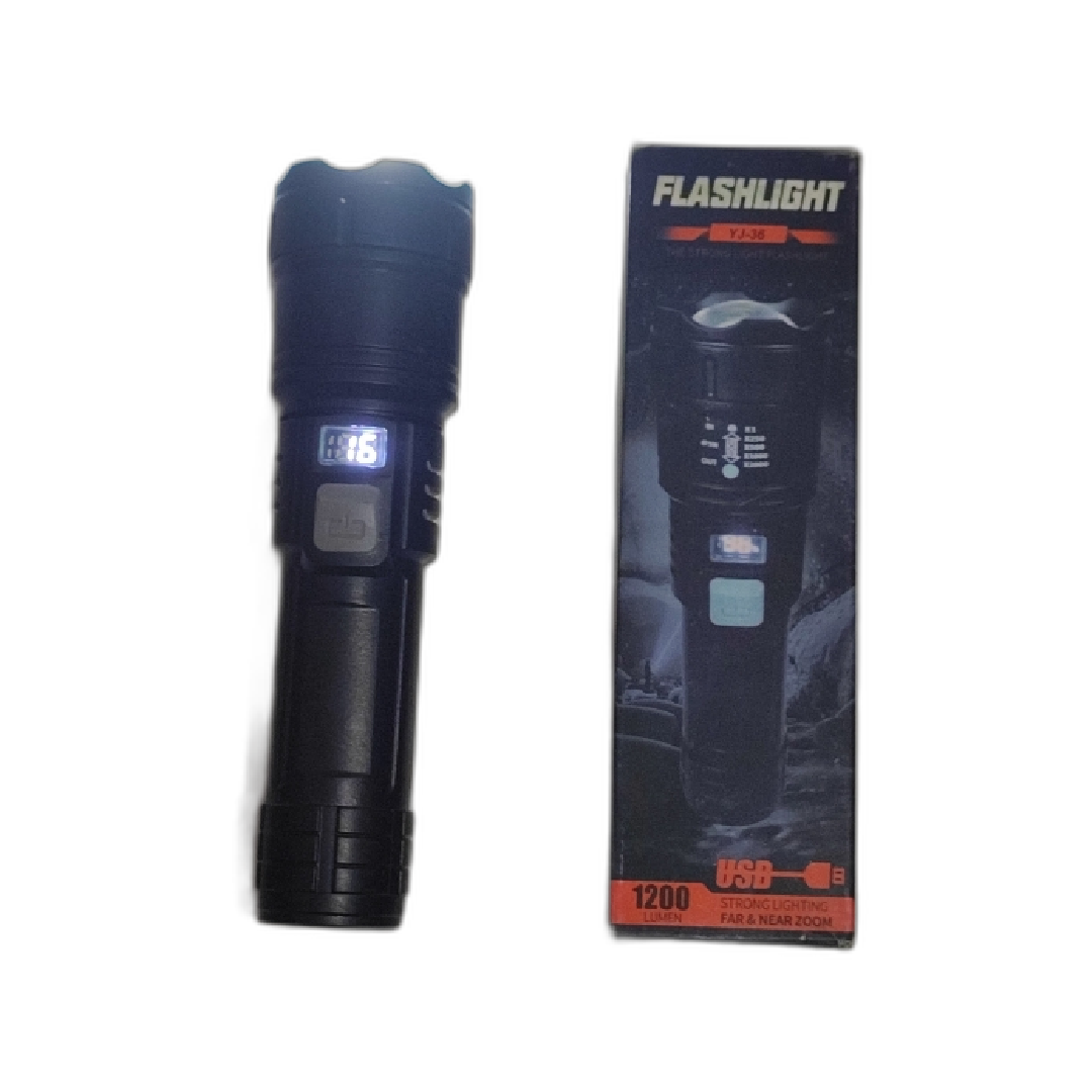 چراغ قوه شارژی دارای نمایشگر شارژر مدل yj-36 fh باکیفیت