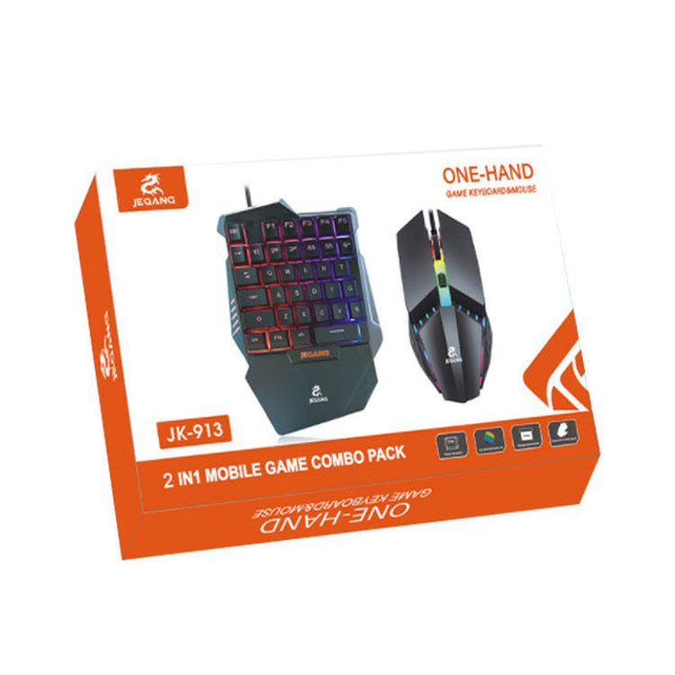 ست کیبورد و ماوس گیمینگ جکنگ مدل JK-913 با نورپردازی RGB