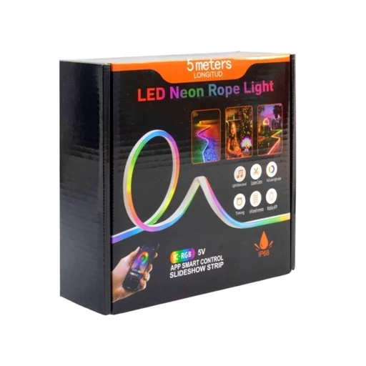 ریسه نئون فلکسی RGB پنج متری کنترل رنگ با گوشی