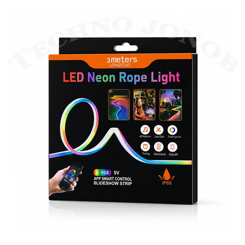 ریسه نئون فلکسی RGB سه متری کنترل رنگ با گوشی