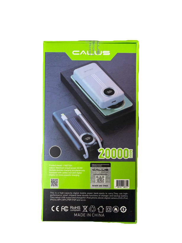 پاوربانک برند calus فست شارژر 22.5 وات ظرفیت 20000 مدل fast205