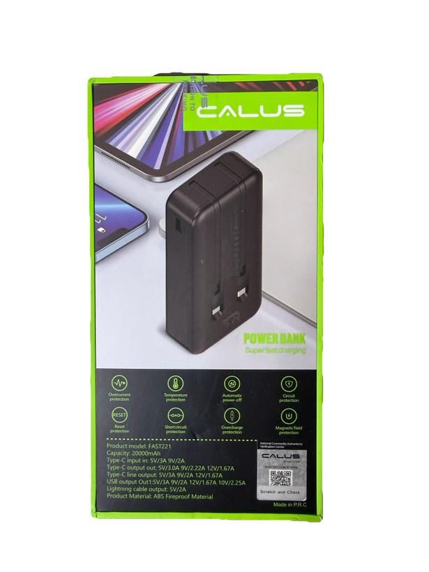 پاوربانک برند calus فست شارژر 22.5 وات ظرفیت 20000 مدل fast221
