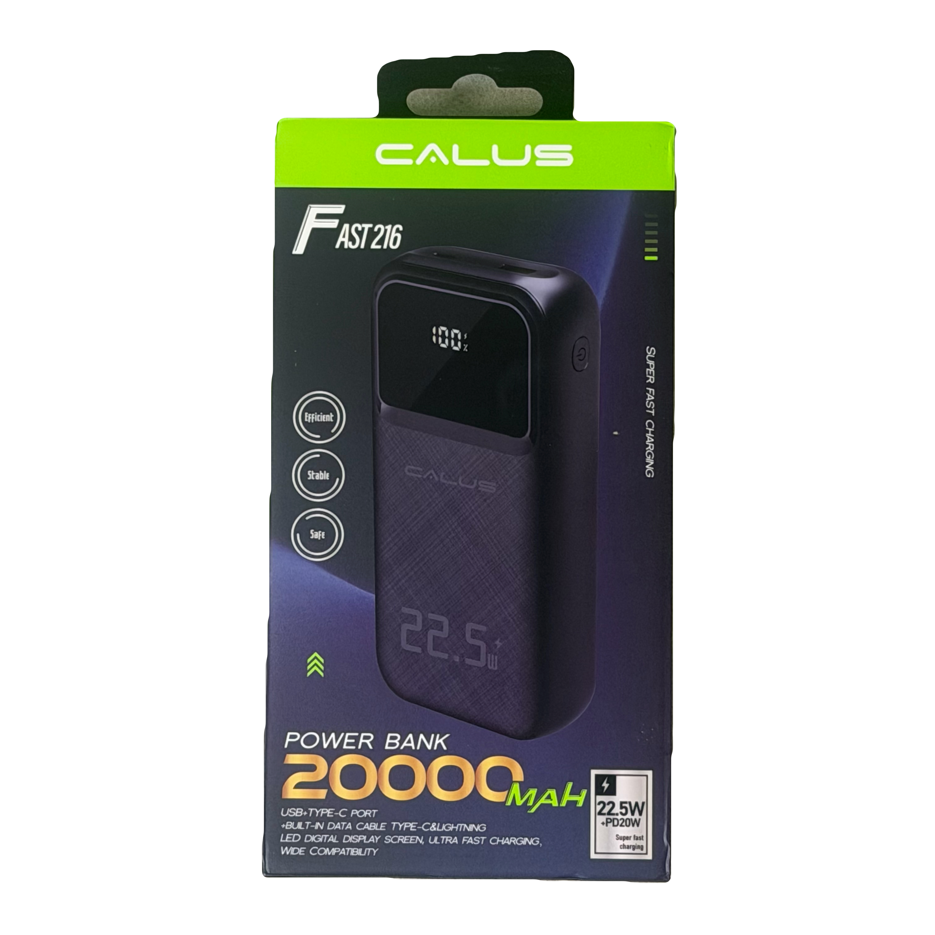 پاوربانک برند calus فست شارژر 22.5 وات ظرفیت 20000 مدل fast216