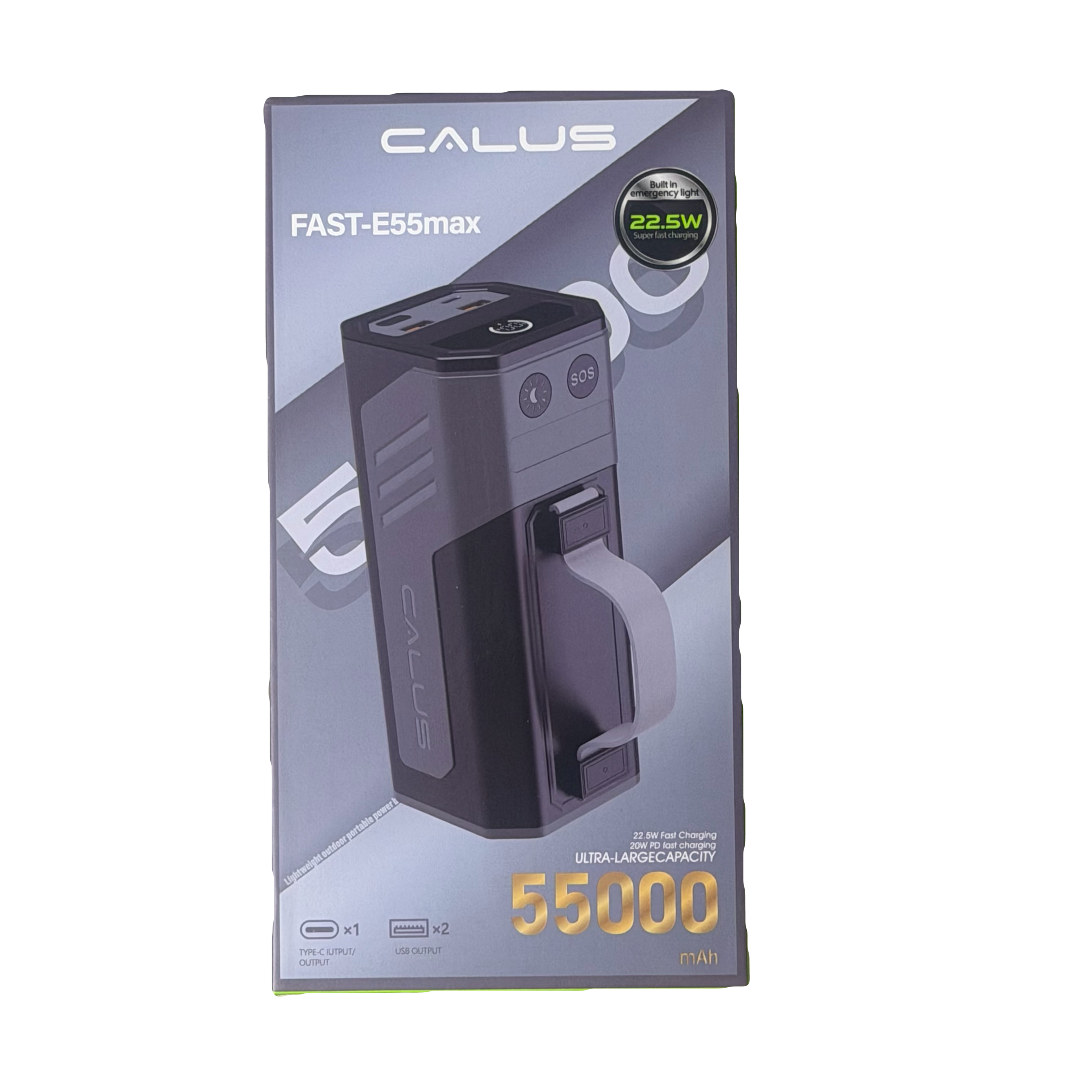 پاوربانک برند calus فست شارژر 22.5 وات ظرفیت 55000 مدل fastE55MAX