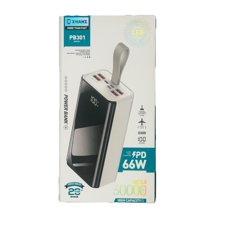 پاوربانک برند XHANZ فست شارژر 66 وات ظرفیت 30000 مدل PB301